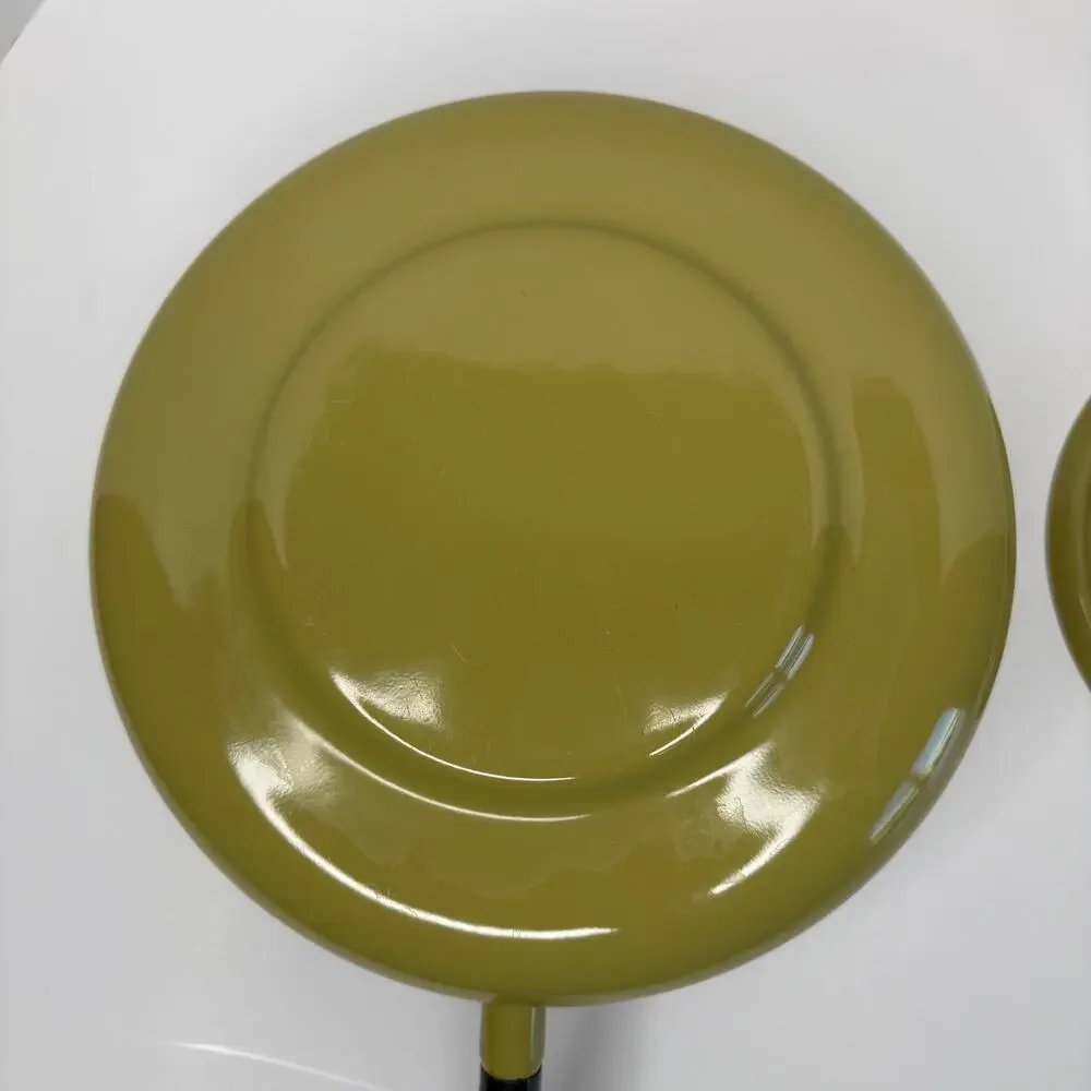 Vintage MCM Cathrineholm Avocado Green Enamel Lotus Design Fondue Pot
